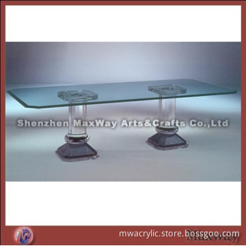 Square transparent acrylic/perspex dining-table with 2 legs